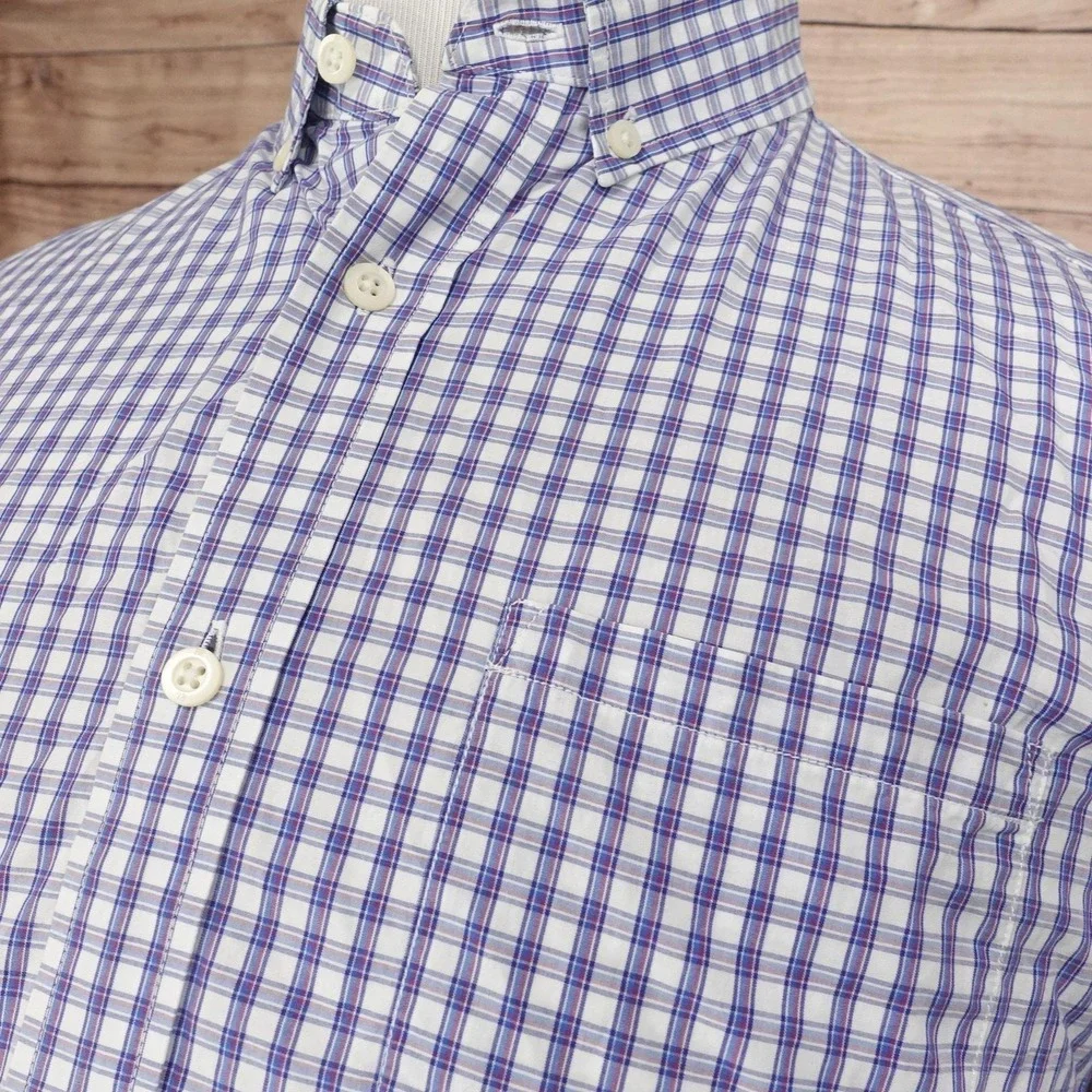 Banana Republic Shirt Mens M Purple Check Long Sleeve Button-Up Slim Fit Cotton